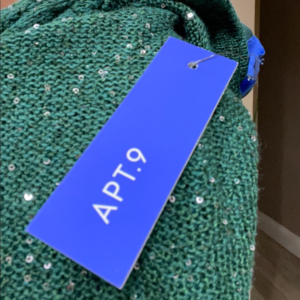 Apt. 9 Emerald Green Sequin Scoop Neck Sweater - Picture 8 of 11